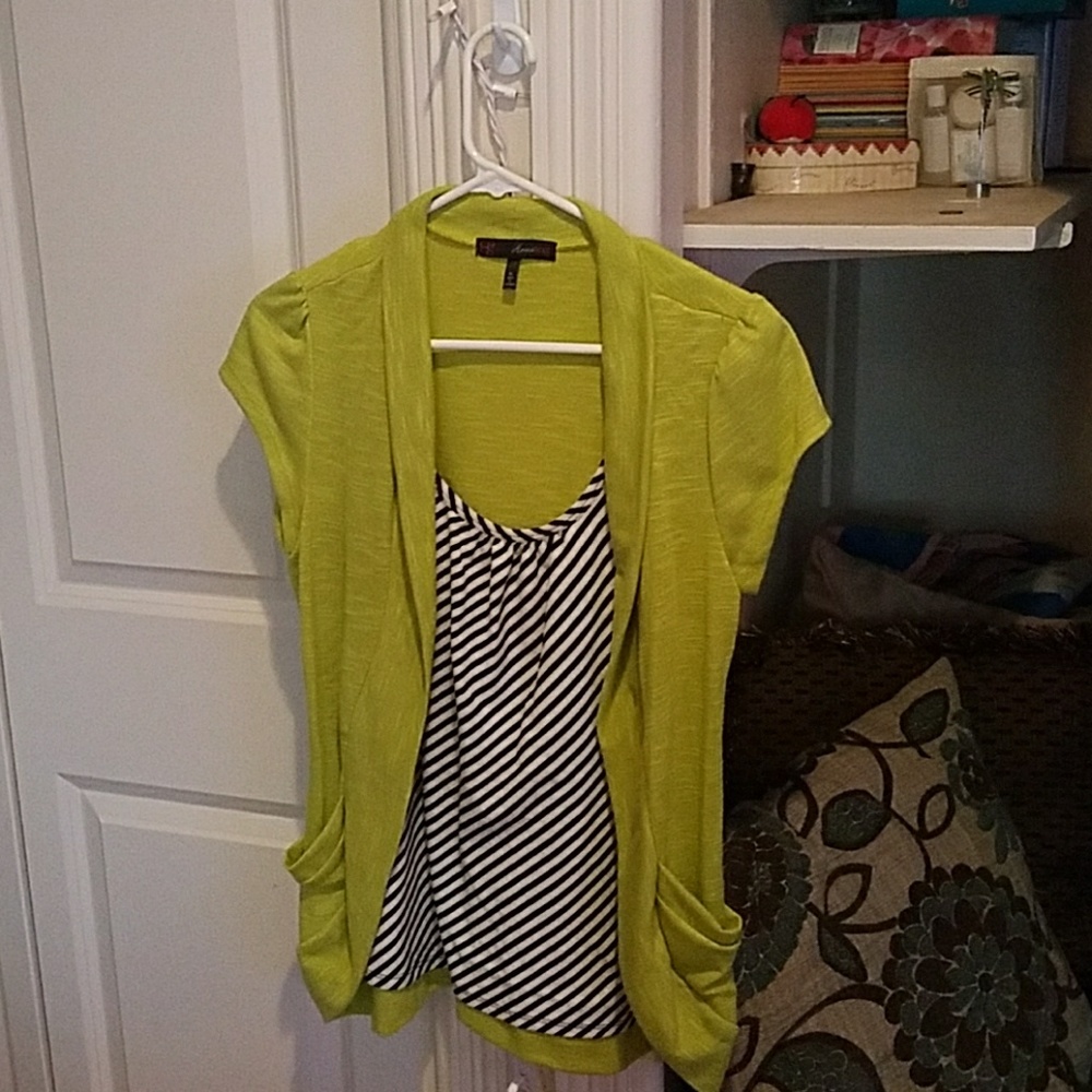 Green w/ Black & White striped tank